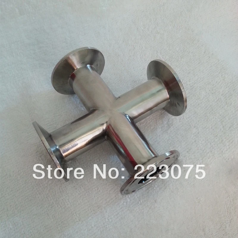 

New arrival Stainless Steel SS304 quick install OD 63mm Sanitary Clamp connection 4 ways same DIA + Pipe Fitting