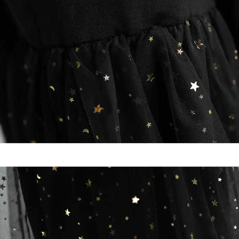 2019 черное теплое зимнее демисезонное платье принцессы с пентаграммой Детские