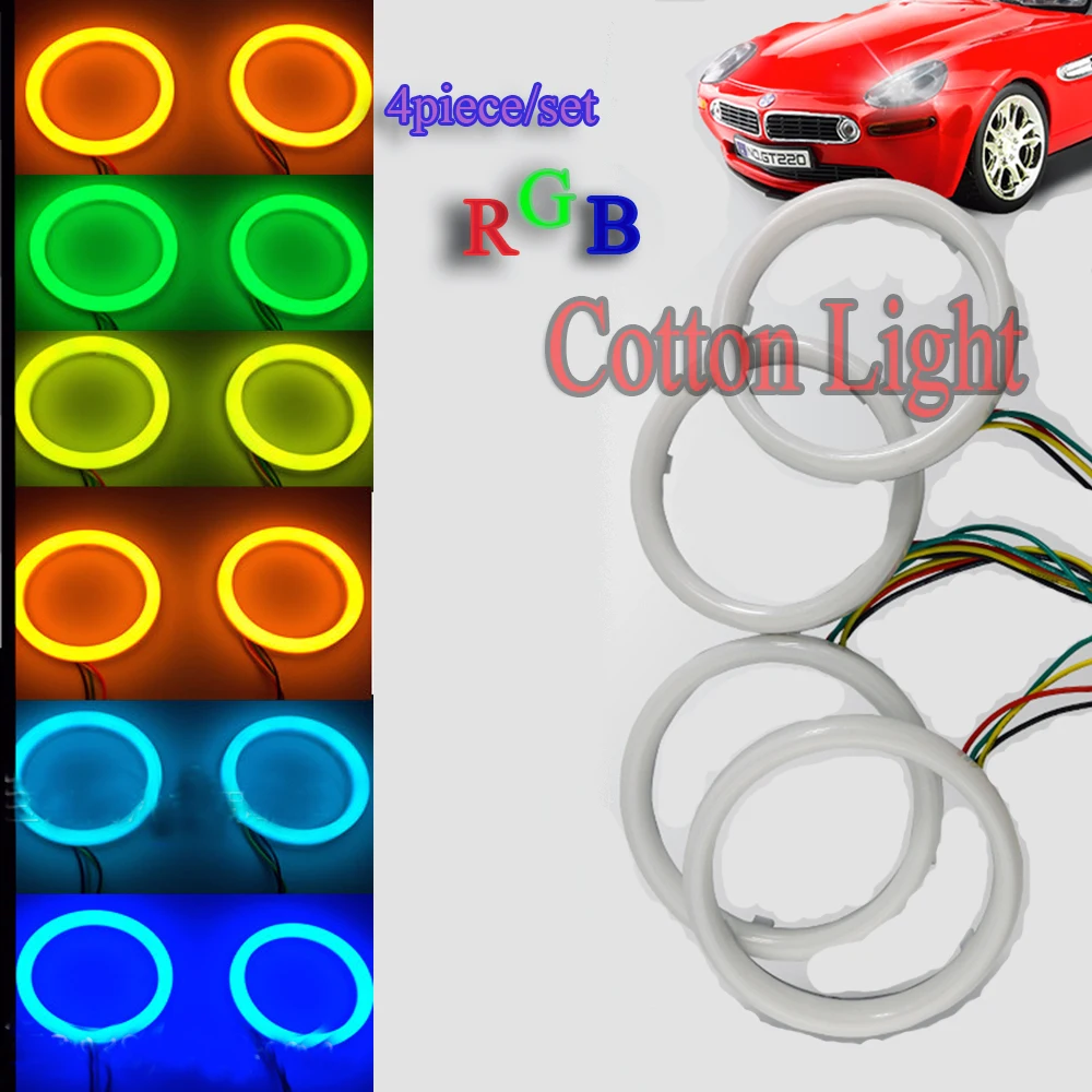 Хлопок RGB ангельские глазки 4 шт./лот Halo кольца Ангел глаз фар автомобиля