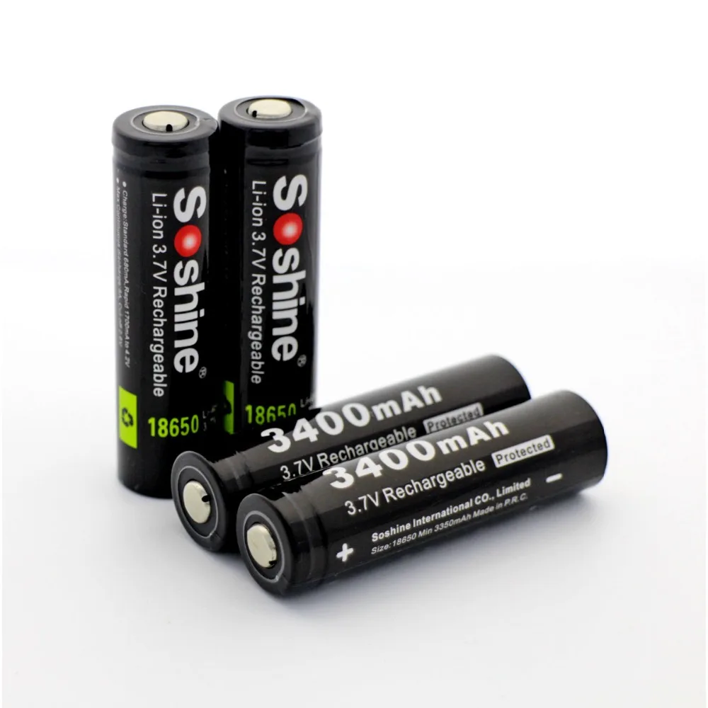 Soshine 18650 3 7 V 3400mAh аккумуляторная батарея защищена высокой разрядкой литий-ионных
