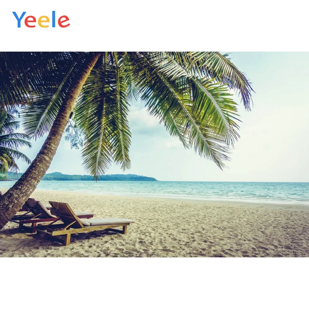 Yeele небо облако море пляж пальмовое дерево кресло летние фотографии фоны