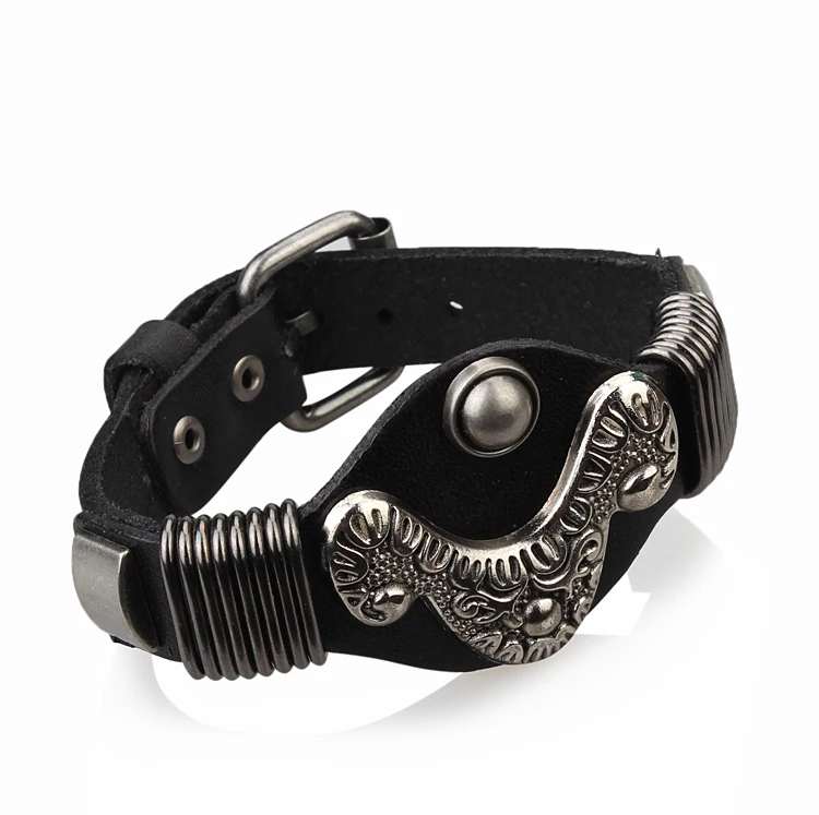 Бесплатная доставка 100% браслет из натуральной кожи мужские и женские ретро панк