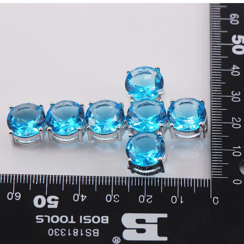 Кулон в вечерние крупного Креста из серебра 925 пробы с аквамарином|pendant earring|pendant