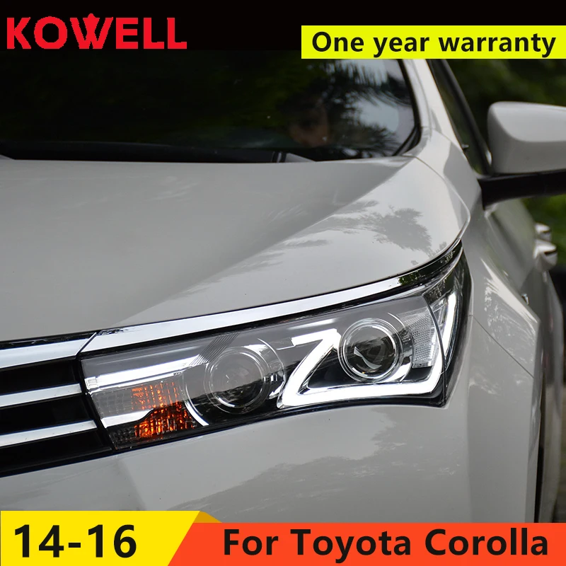KOWELL автомобильный Стайлинг для Toyota Corolla фары- Altis светодиодный фары DRL Биксеноновые линзы Высокий Низкий луч парковка противотуманная фара