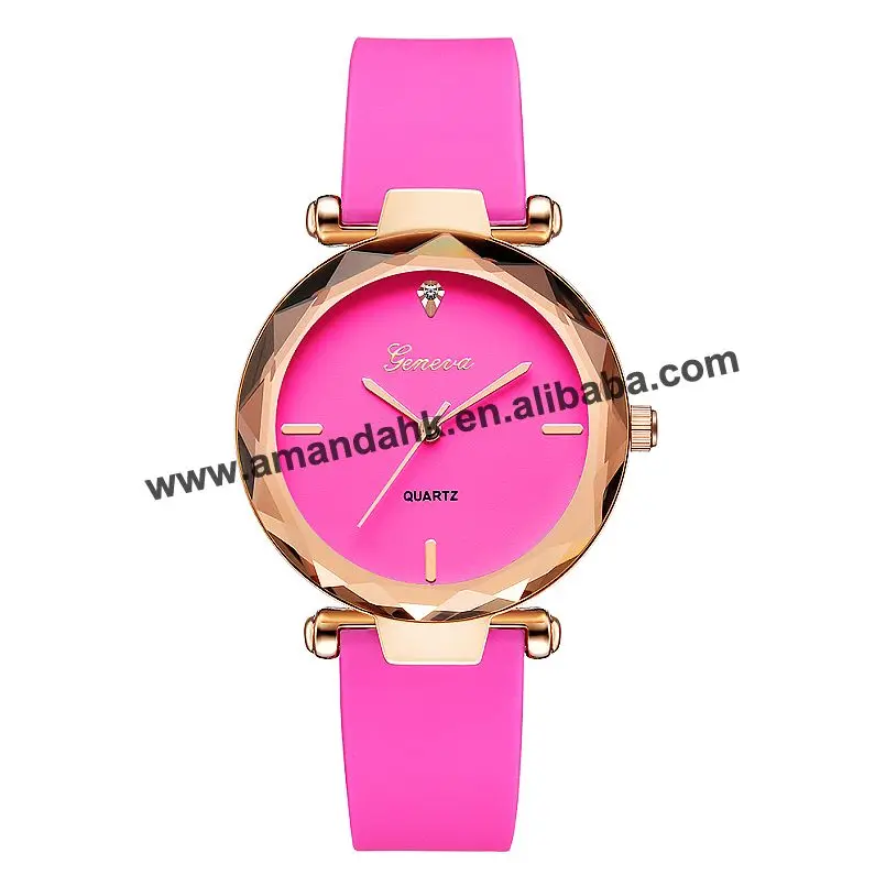 Модные часы Стразы для женщин и мужчин женские с чехлом из розового золота Genenva
