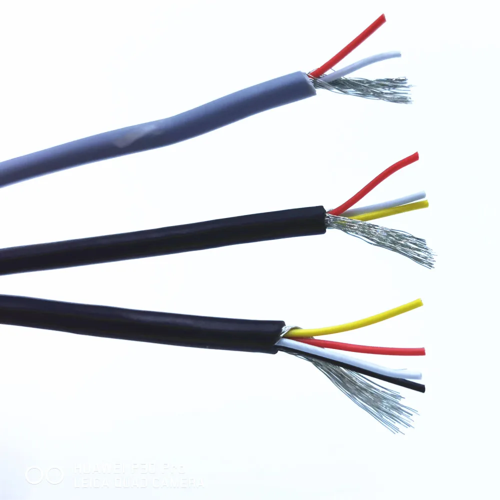 2 3 4 ядра экранированный провод UL 2547 28AWG 5 метров 16,4 футов 2,1 канальный аудио кабель сигнала щит провод для усилителя, черный серый