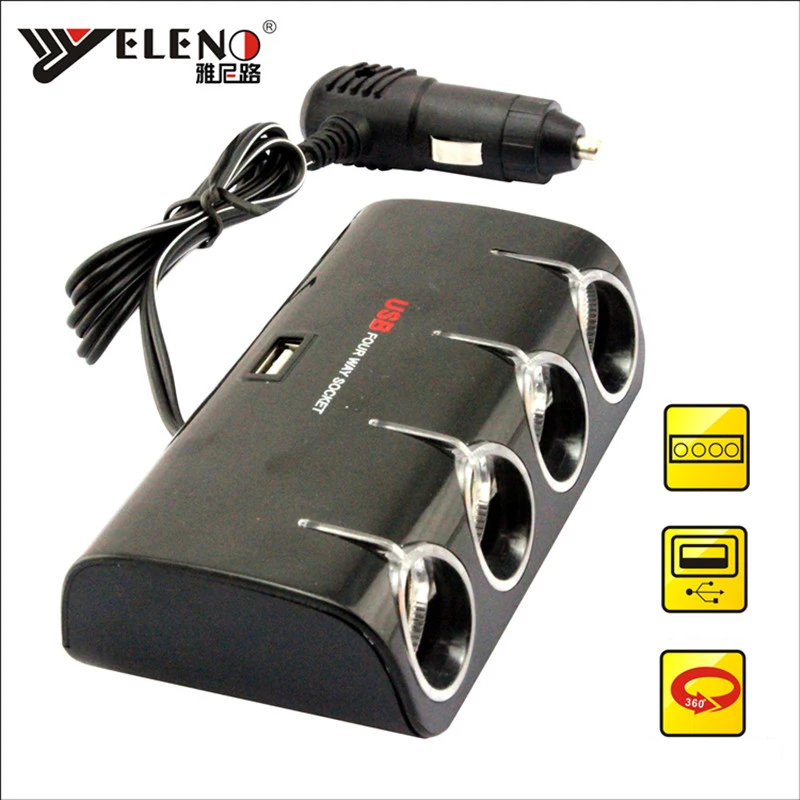 Авто Запчасти для авто автомобиля USB Зарядное устройство прикуривателя три