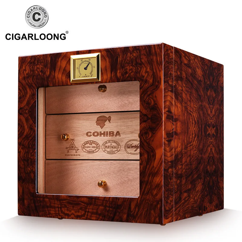 

[DISCOUNT LINK] CIGARLOONG 3 Layers Cigar Humidor Box cedar Wood Lined Hygrometer Smoking Cigar Accessories Gifts CA-0412