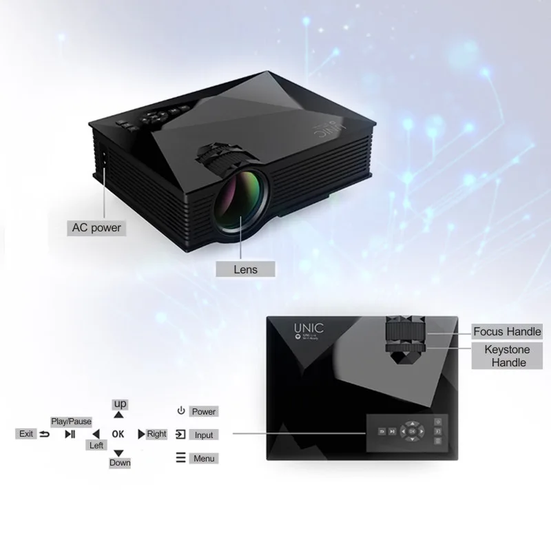 Беспроводной WI-FI ЖК-дисплей светодиодный мини-проектор UNIC uc46 4-130 дюйм(ов)
