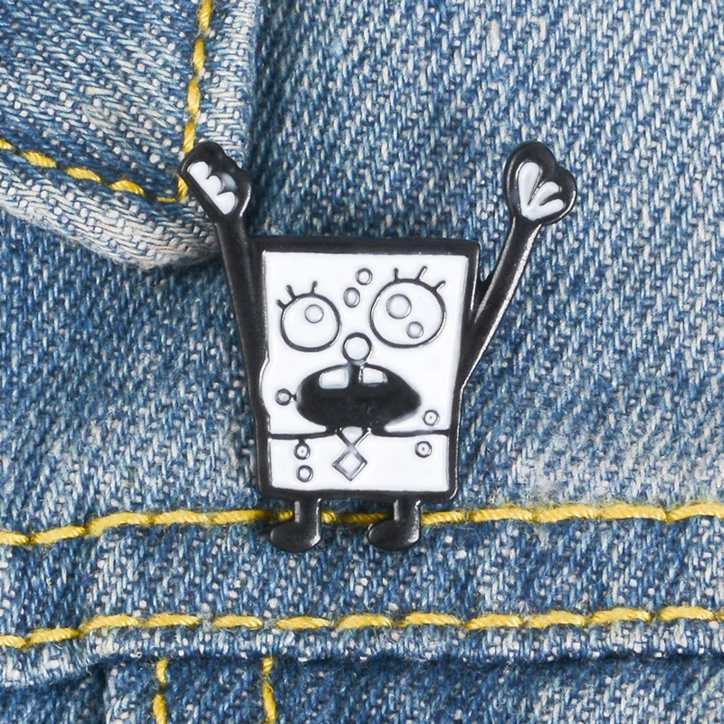 Happy Cheering Губка Боб pin значки с героями мультфильмов эмалированные булавки классические детские аниме-броши забавные ювелирные изделия подарок для фанатов детей