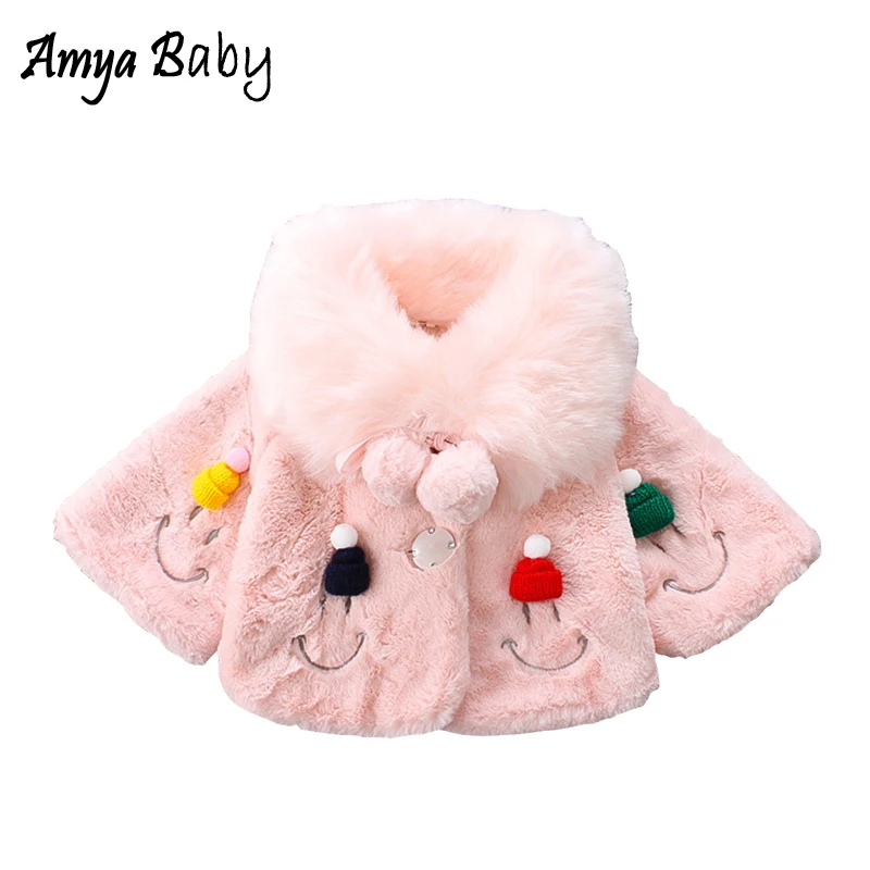 Осенне зимние куртки AmyaBbay для маленьких девочек меховые пальто с длинным рукавом