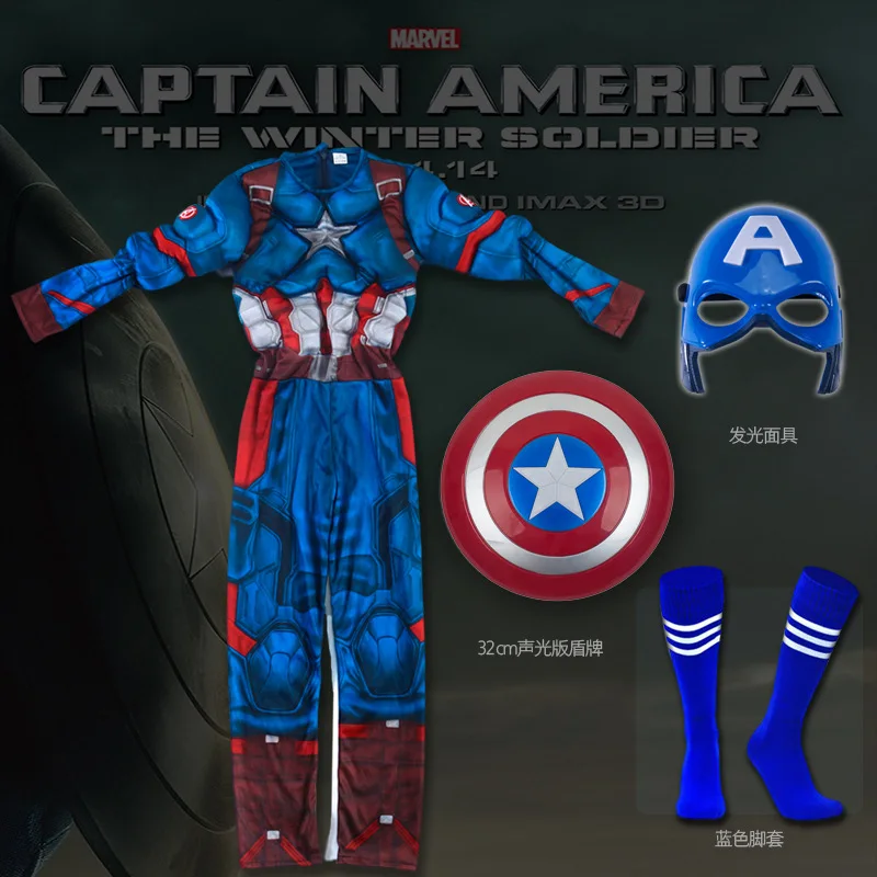 iPiggy children christmas kids fancy shield Muscle halloween costumes cosplay carnival captain america costume for boys | Игрушки и