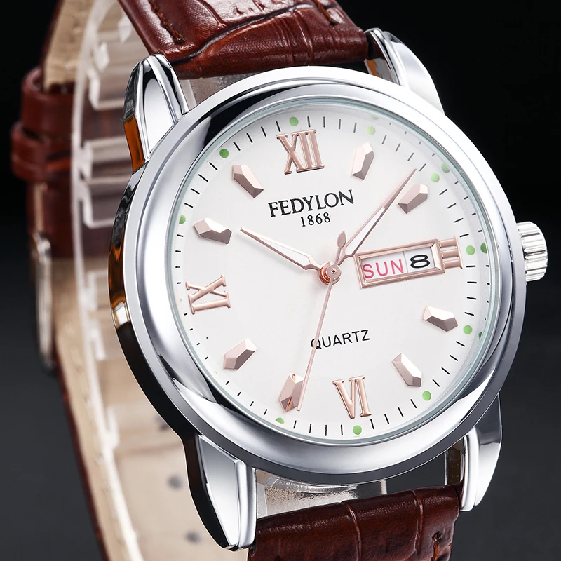 Fedylon Фирменная Новинка модные часы Для мужчин элегантный британский стиль