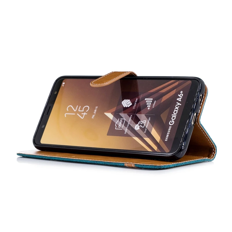 Magnetic Holder Wallet Case For Samsung Galaxy A6 A8 Plus 2018 Color Cloth Phone Bag A3 A5 2016 2017 Flip Cover | Мобильные телефоны