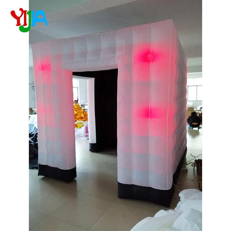 

Nice Cabin Tent Black Bottom 2.5M Two Doors Inflatable Photo Booth backdrop With 8PCS LED Bulbs lights For Wedding, Party, Event