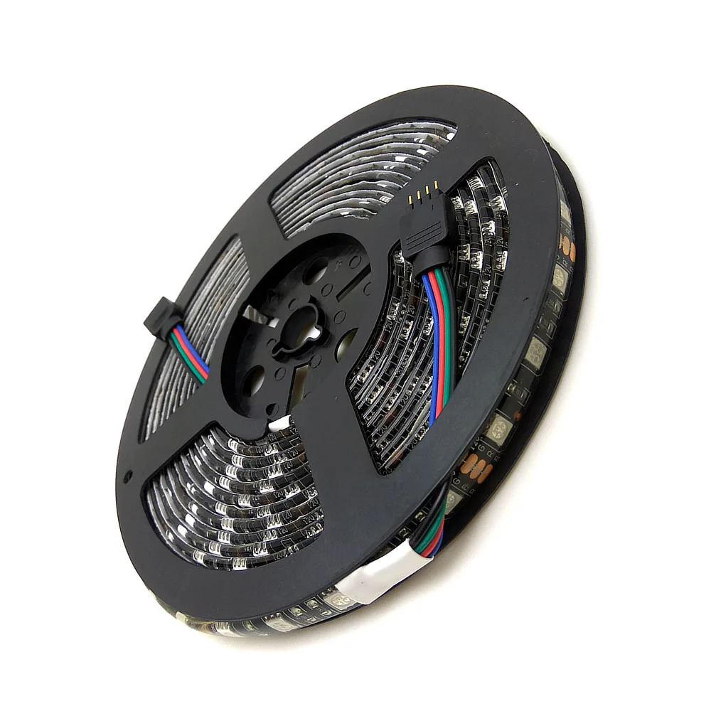 SMD 5050 RGB светодиодные полосы света 5 м 300 светодиодов черный PCB водонепроницаемый