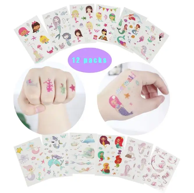 12pcs stickers Вечерние сувениры в виде русалки/подарок для детей на день рождения/подарки для малышей, маленький подарок, товары для душа, аксессуары в виде русалки - Цвет: 12pcs stickers