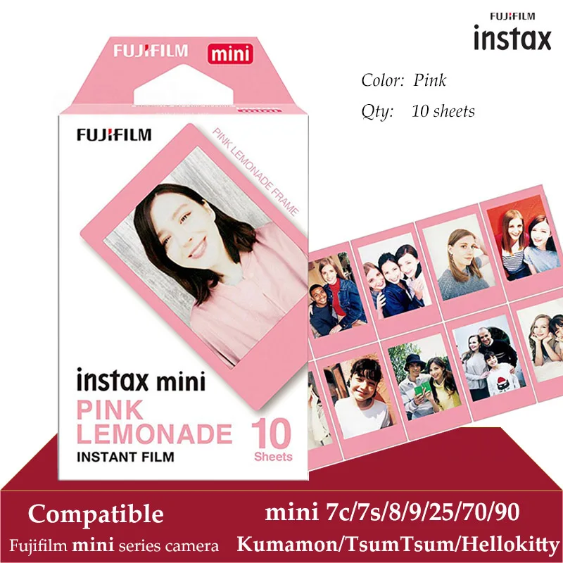 Fujifilm Instax Mini Film Pink Lemonade 10 листов для 9 8 7s 70 90 25 мгновенная полироидная камера