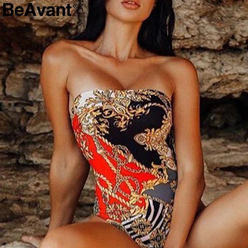 Женский слитный купальник без бретелек BeAvant купальный костюм с высокой