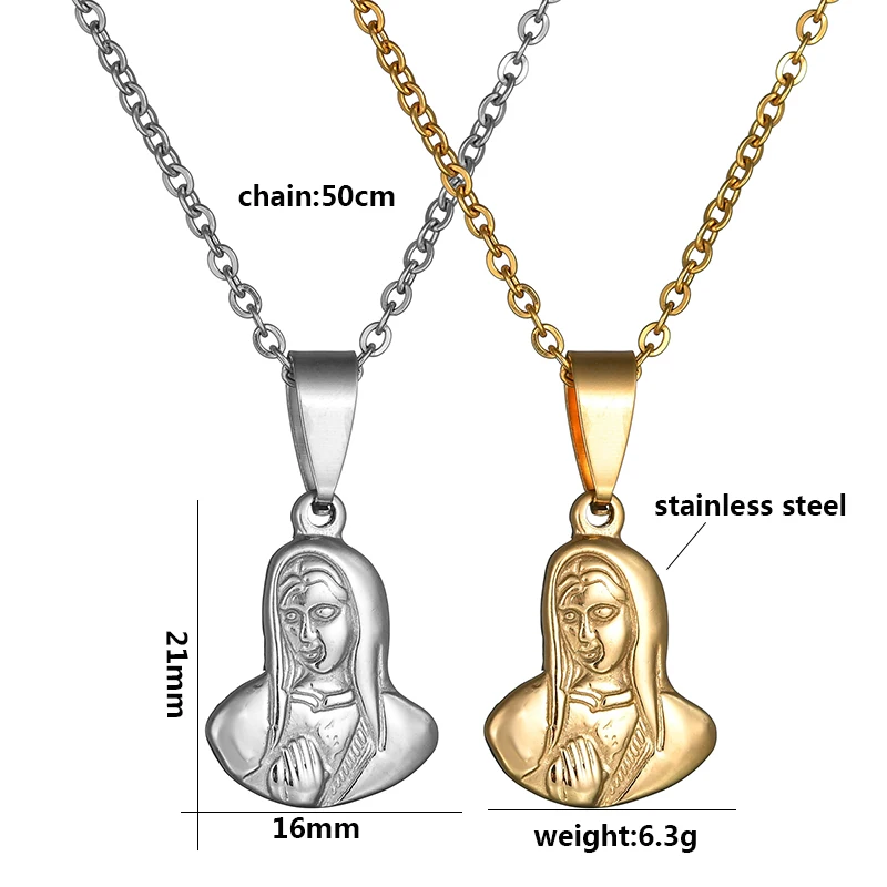 Женский кулон ELSEMODE Tiny Blessed Virgin Mary золотые католические украшения из нержавеющей