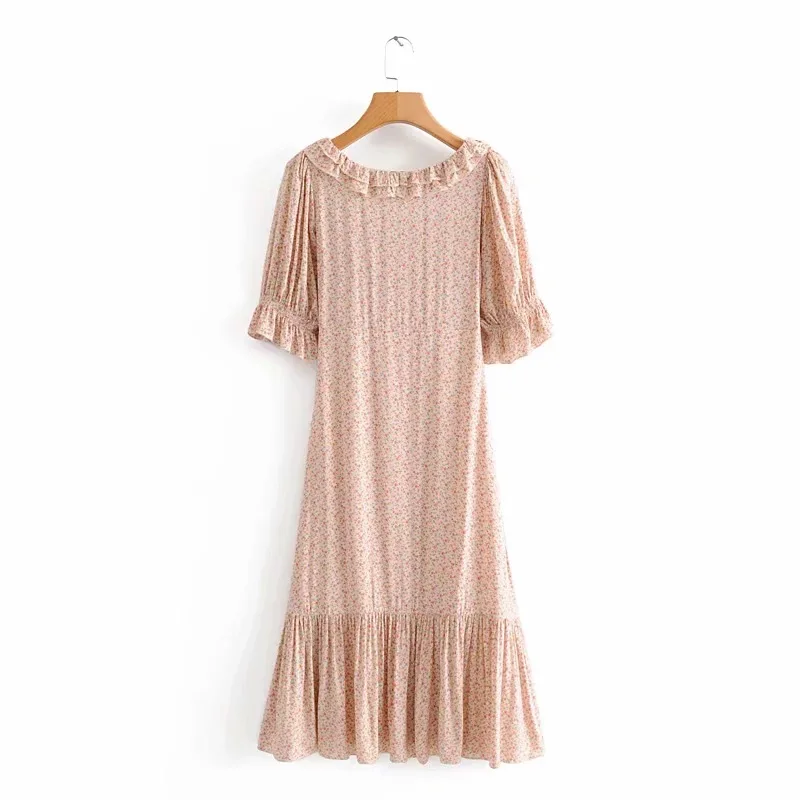 Robe femme длинное платье 2019 летнее модное свободное с принтом грибка оборками