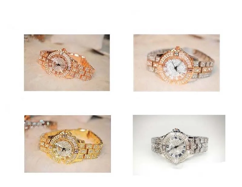 Женский Rhinestone Часы Леди Платье Женщины смотреть Алмаз Люксовый бренд Браслет Наручные Часы дамы Кристалл Кварцевые Часы
