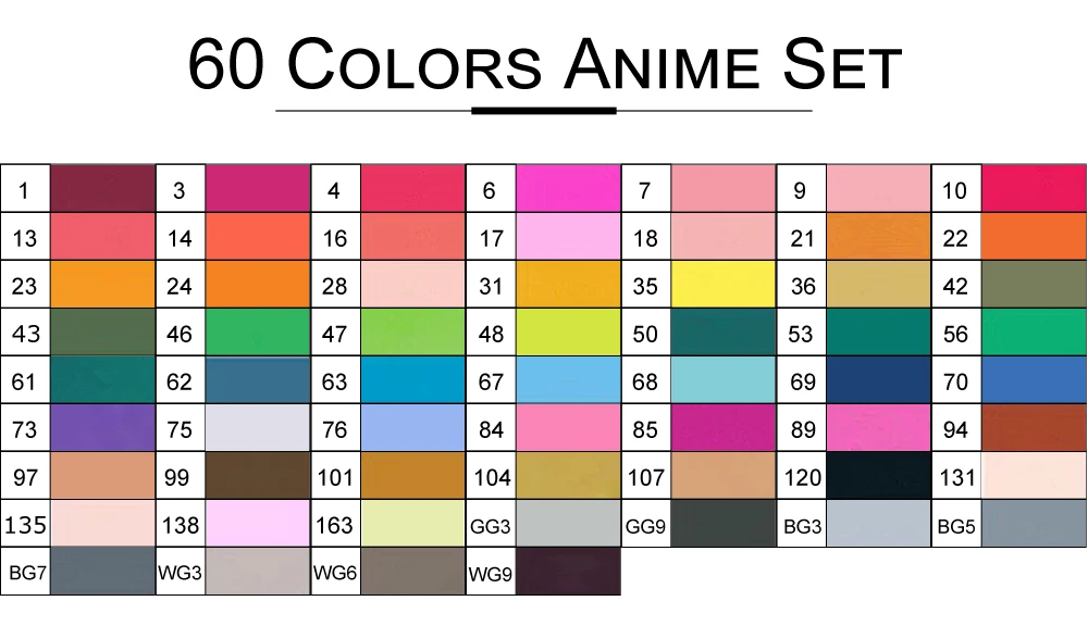 60Color Anime Set TOUCHFIVE Маркеры Ручка разноцветный набор аниме Студенческая Архитектура Дизайн интерьера эскиз алкоголь кисть художественный маркер фломастеры - Цвет: 60Color Anime Set