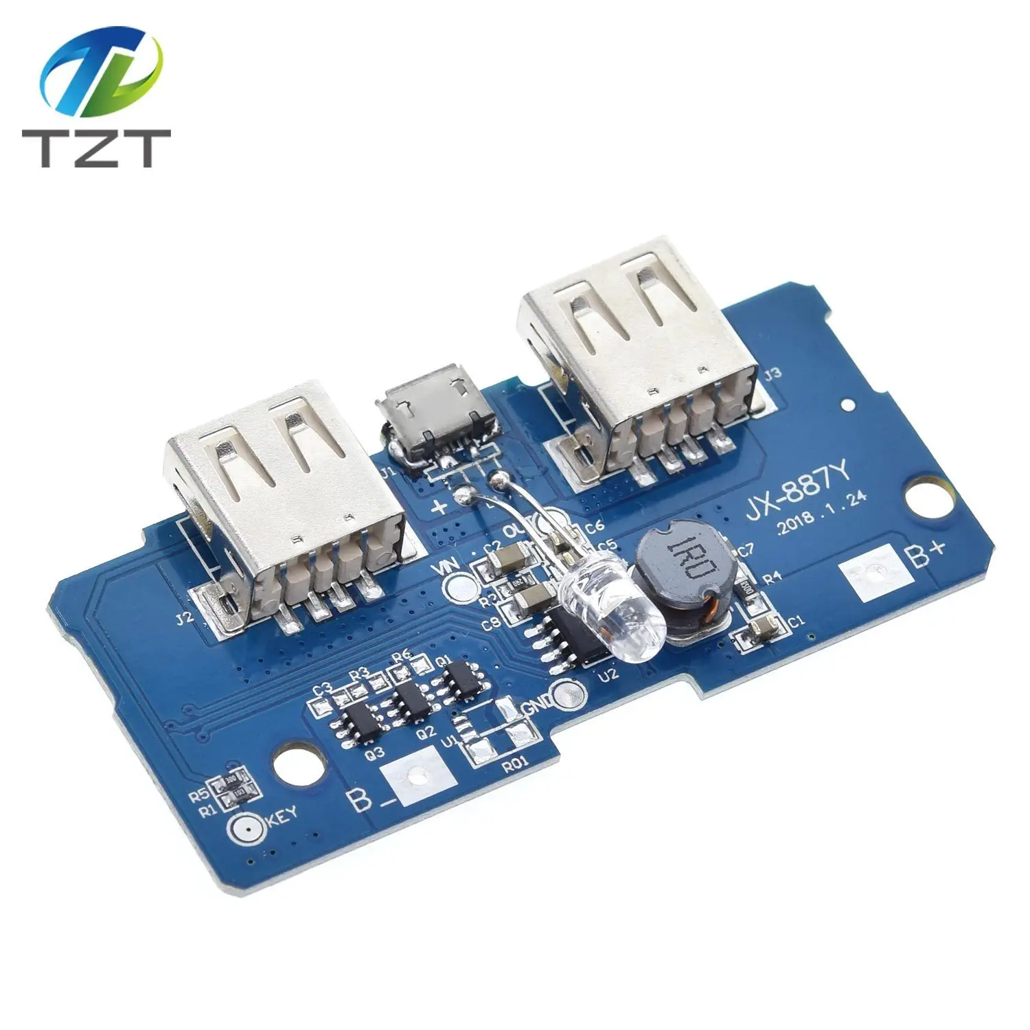 18650 Двойной Micro USB 3,7 V до 5V 2A повышающий Мобильный Внешний аккумулятор DIY 18650 литиевая батарея зарядное устройство печатная плата Повышающий Модуль со светодиодом