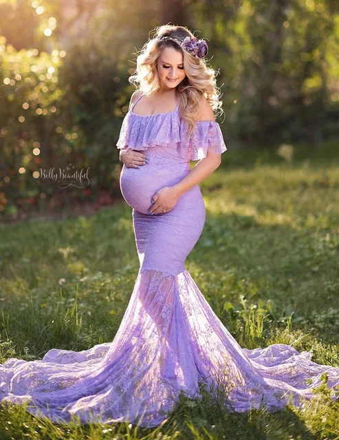 Purple Кружевные платья для беременных; Одежда для беременных; платья для фотосессии; платья для беременных - Цвет: Purple