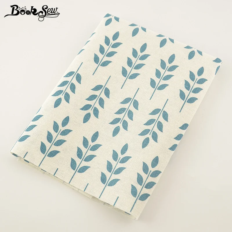 Booksew дизайнерская хлопковая льняная ткань с зелеными листьями для шитья скатерть