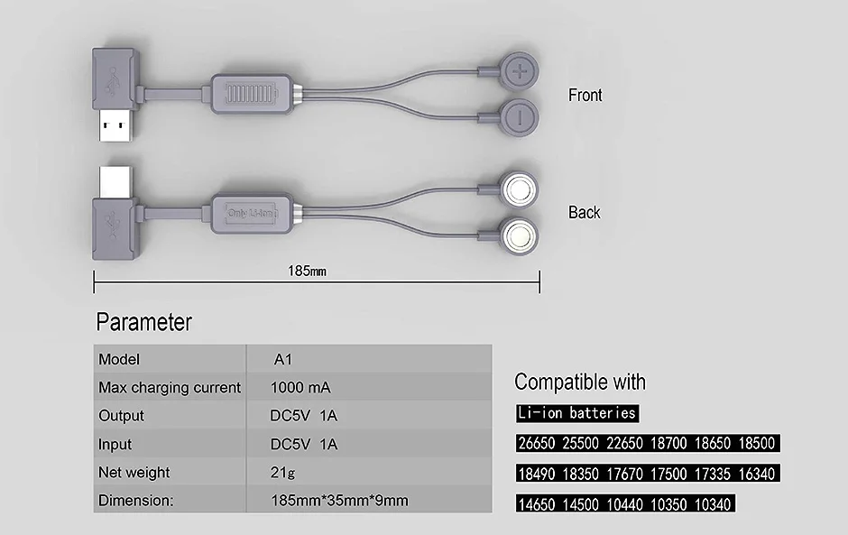 Folomov A1 usb зарядное устройство для литий-ионных аккумуляторов 10340 10350 10440 14500 14650 18650 26650 3,7 v 4,2 v