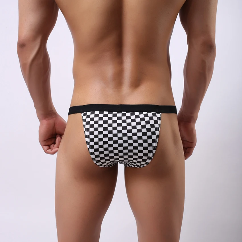 3 шт. супер сексуальное клетчатое Мужское нижнее белье Черно белые