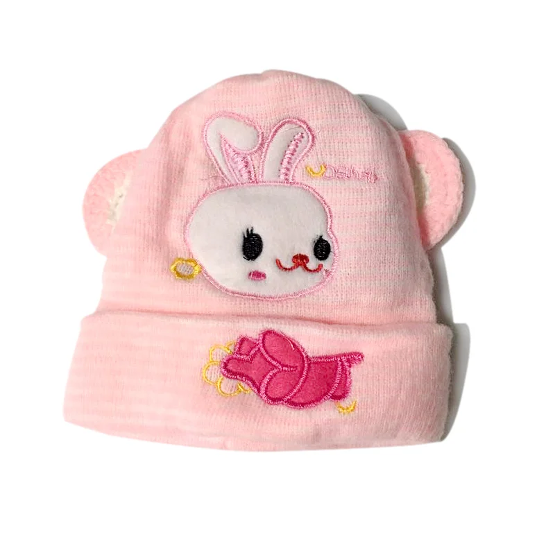 Милые шапки для маленьких мальчиков хлопковые новорожденных с кроликом девочек