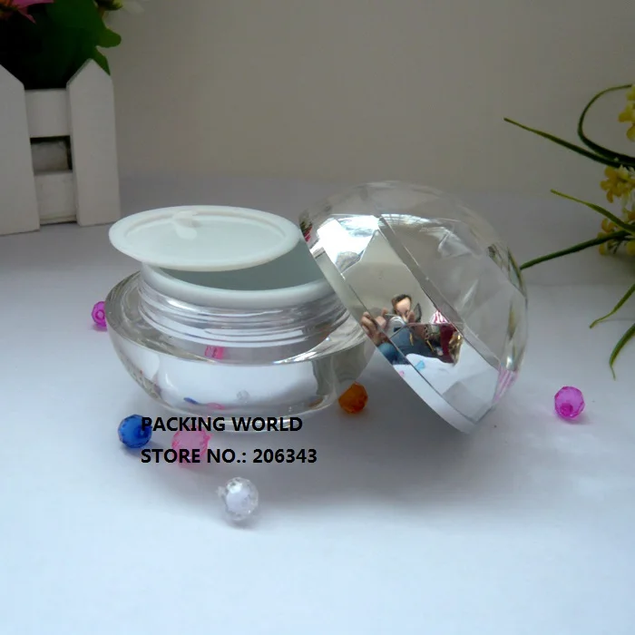 50 г блестящий серебристый/Золотой Шар jar Акриловая банка для крема/эссенции/гель/Увлажняющий/капсула пластиковый контейнер косметическая упаковка