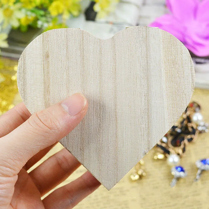 Деревянная шкатулка для ювелирных изделий в форме сердца грязь основание сделай