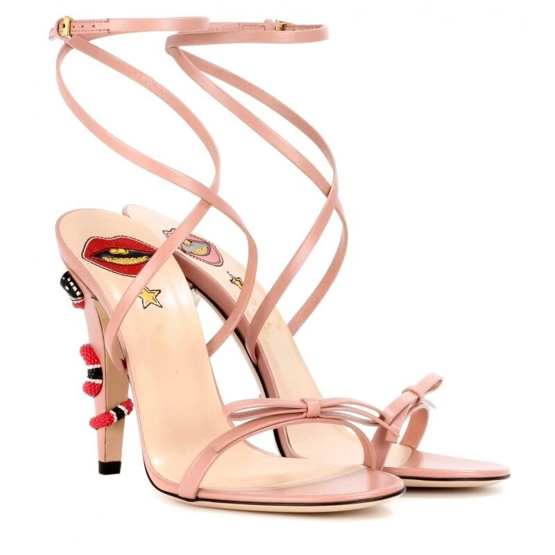 

2019Custom-Made Celebrity Sexy Shoes Woman Lovely Lips Gladiator Sandals Summer Sheepskin High Heel Sandals Wedding Shoes