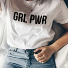 GRL PWR футболка для девочек, футболка для девочек, женские топы для девочек, женская футболка Tumblr с цитатами, летняя повседневная рубашка