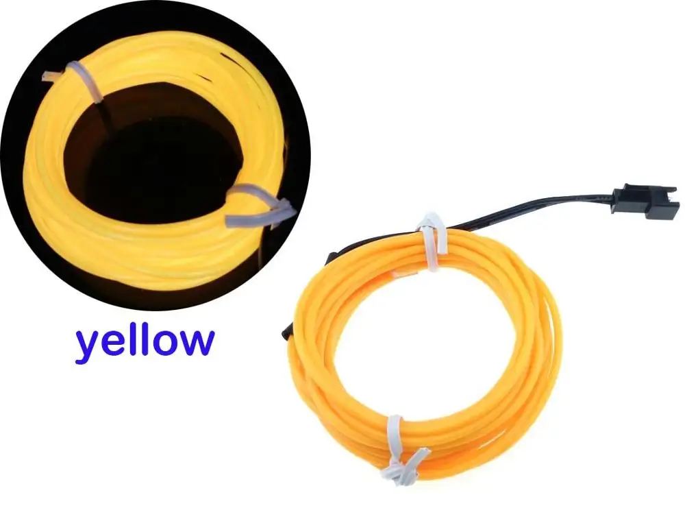 Yellow 5X1 неоновый светильник для танцевальной вечеринки, домашний декор, светодиодный светильник, Гибкий EL Wire Rope Tube, водонепроницаемый Светодиодный светильник с контроллером, холодный светильник, 1 м - Emitting Color: Yellow