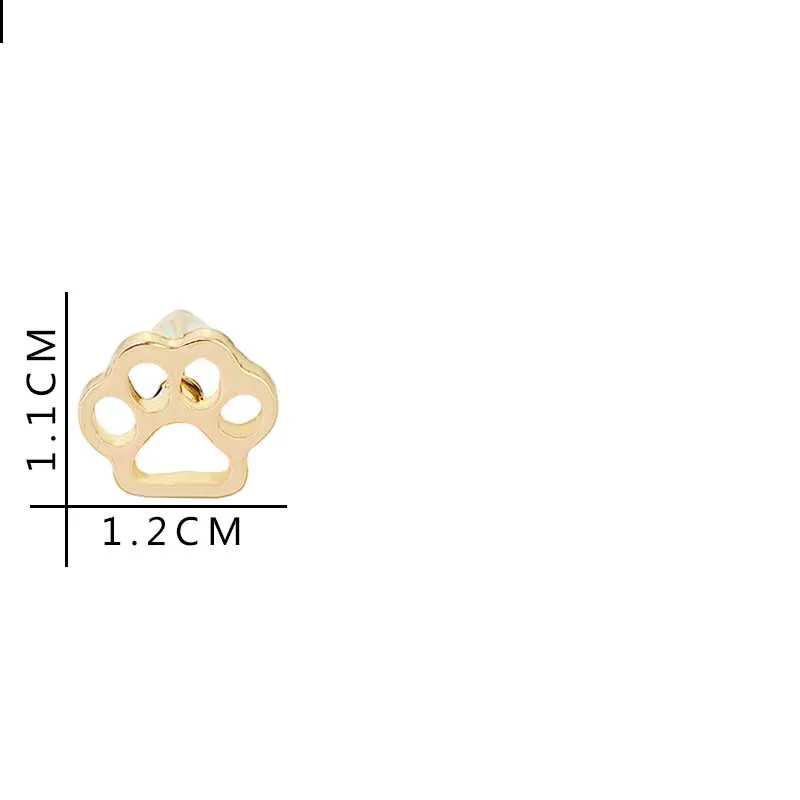 1 пара золотых/серебряных сережек с принтом лапы кошки и собаки милые изящные