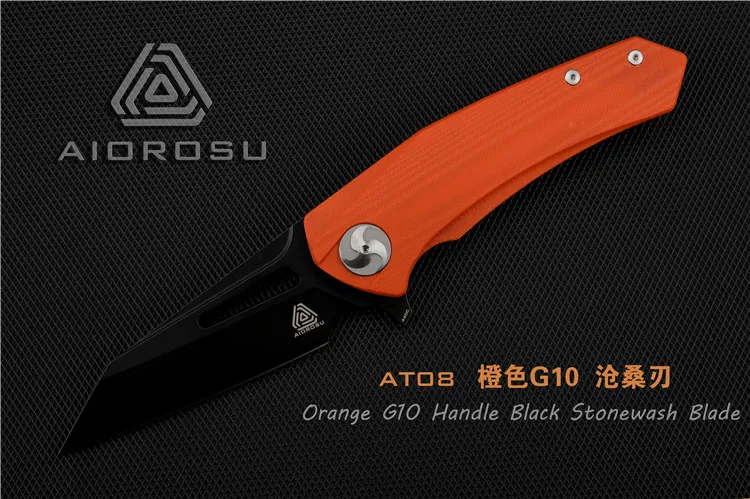 Orange G-10 Aiorosu TORNADO Складной Нож EDC 440C черное лезвие - Цвет: Orange G-10
