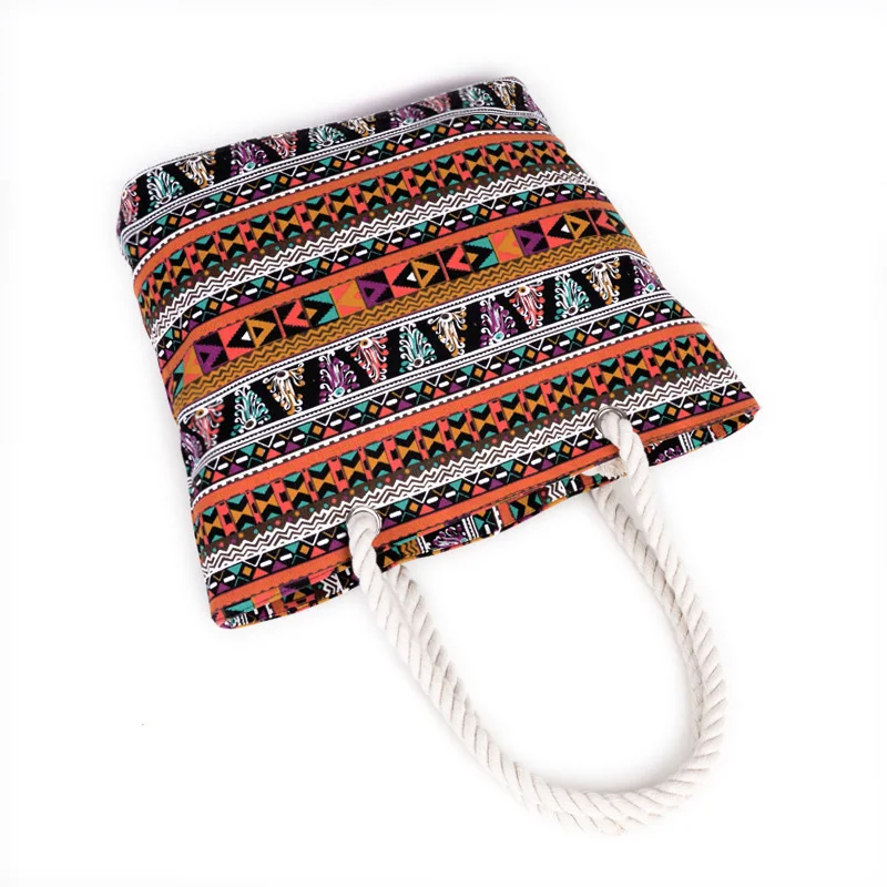 Винтажная женская сумка с вышивкой Boho красочные холщовые пляжные сумки