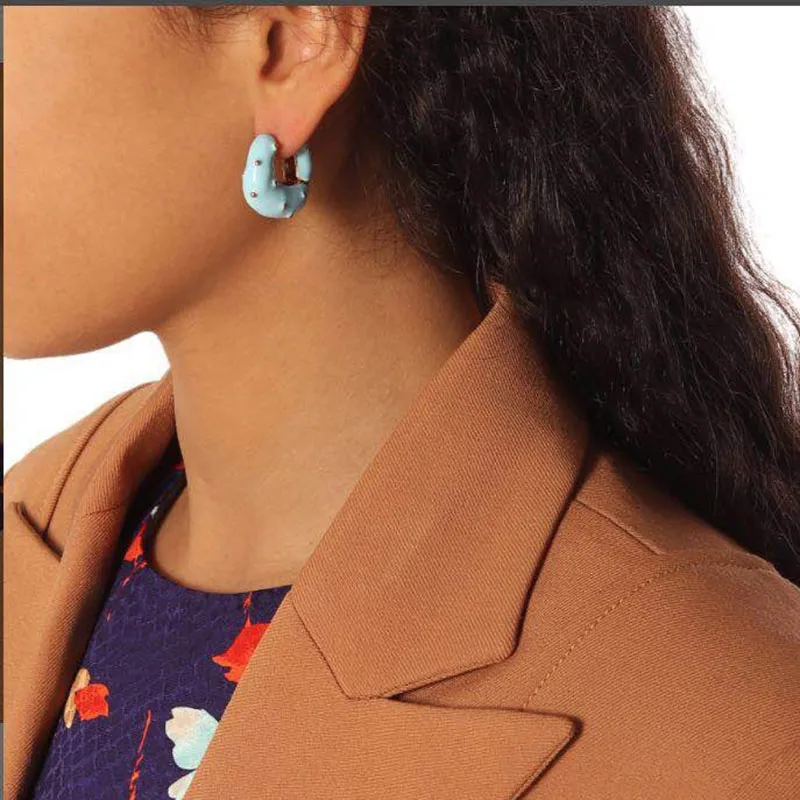 2019 модные эмалированные толстые серьги-кольца для женщин с латунными полыми