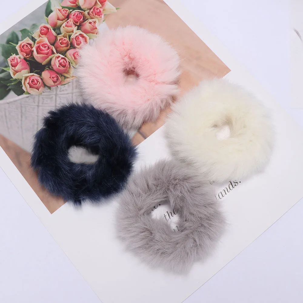 1 шт. модные пушистые резинки для волос мягкие эластичные круглая лента девочек| |