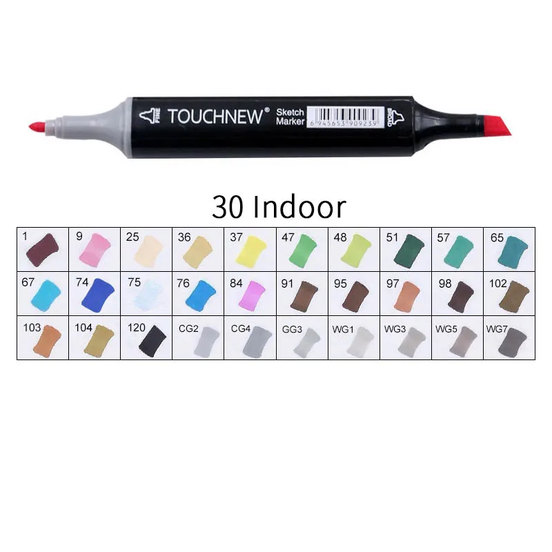 black 30 Indoor Touchnew Набор цветных копировальных маркеров спиртовые ручки, маркеры для рисования товары для рукоделия кисть манга для рисования акриловый дизайнерский набор ручек для студентов - Цвет: black 30 Indoor