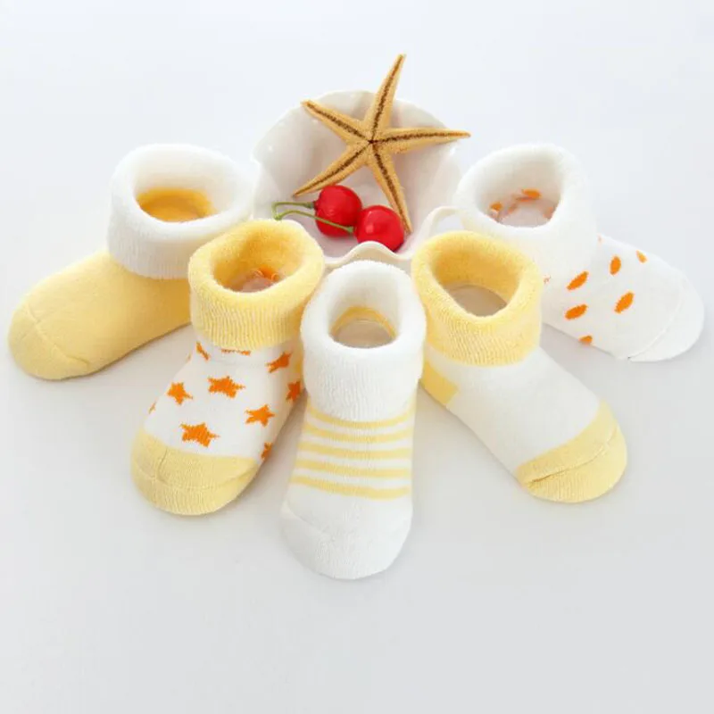 Yellow Новинка года; теплые детские носки для малышей; хлопковые носки с героями мультфильмов на осень и зиму для малышей - Цвет: Yellow