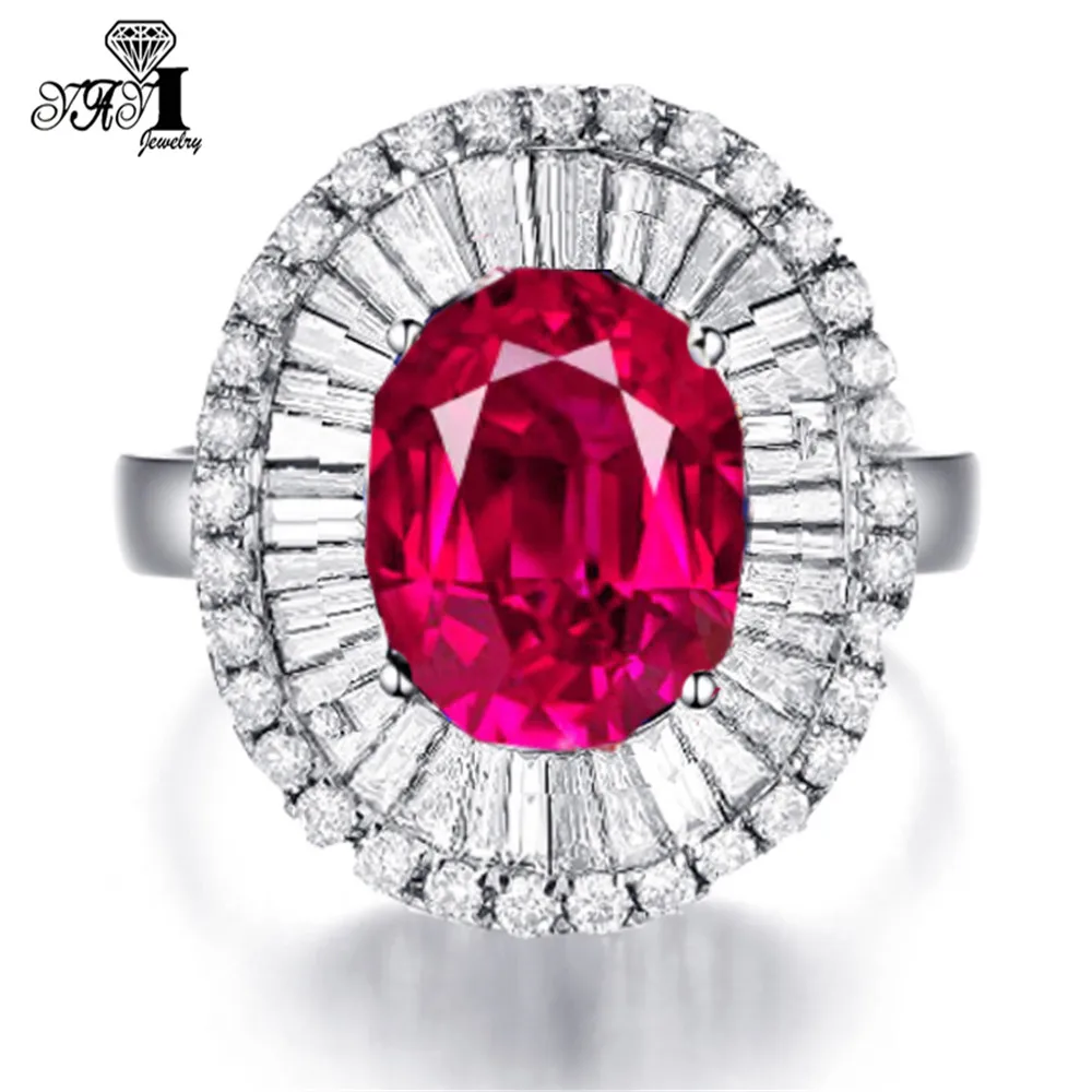 Яйи Модные женские ювелирные изделия кольцо 5.5CT Красный Циркон CZ цвета: