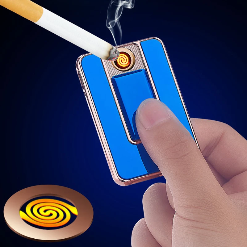 Ультра тонкие тянуть зарядка электрическая зажигалка с подключением к USB цинковый сплав тонкая плоская Зажигалка для сигарет