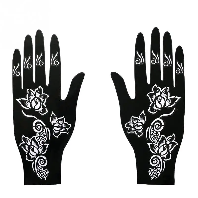 

1 Pair Black Color Hands Henna Stencils 8 Pattern For choose Body Art Tattoos Sticker use Hand Tattoo sticker 21.5*10.5cm L0727