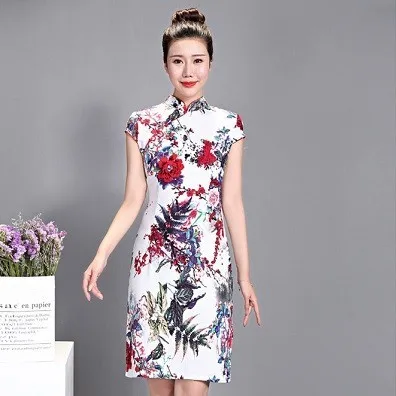 Stretch Cheongsam Sheng Coco женское китайское платье Ципао льняное стрейч Чонсам короткое эластичное элегантное платье в китайском стиле 5XL 4XL традиционное платье цвета C281 - Цвет: Stretch Cheongsam