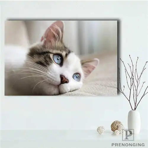 Canvas Poster Пользовательские Холст плакат Cute_Cat_Backgroun Печатный постер ткань стены искусства картины для декора гостиной#18-12-16-H-02-93 - Цвет: Canvas Poster